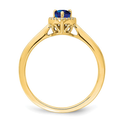 14K Pear Sapphire and Diamond Halo Ring
