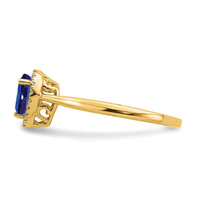 14K Pear Sapphire and Diamond Halo Ring
