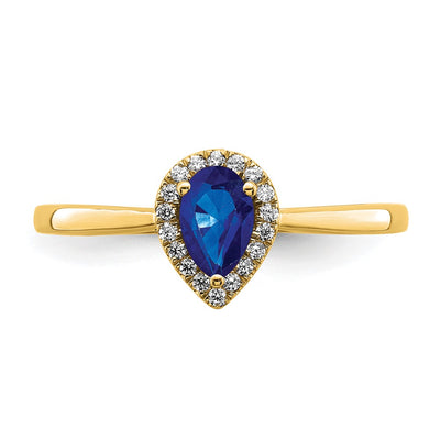 14K Pear Sapphire and Diamond Halo Ring