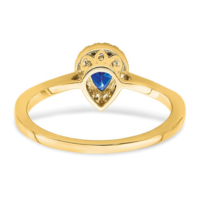 14K Pear Sapphire and Diamond Halo Ring