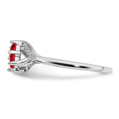 14K White Gold Ruby and Diamond 2-stone Bypass Ring
