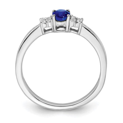 14K White Gold Oval Sapphire and Diamond Ring