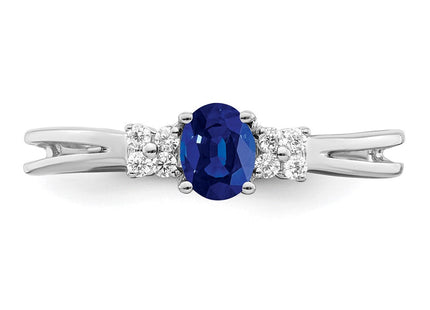 14k White Gold Oval Sapphire and Diamond Ring (Style RM7240-SA-008-WA)