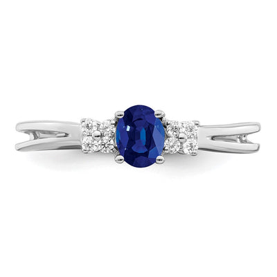 14K White Gold Oval Sapphire and Diamond Ring