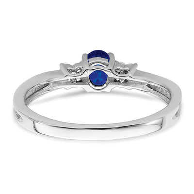 14K White Gold Oval Sapphire and Diamond Ring