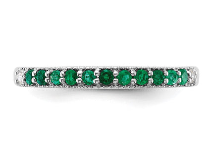 14k White Gold Emerald and Diamond Band (Style RM7244-EM-004-WA)