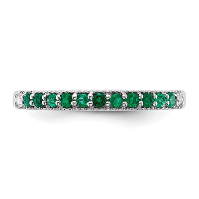 14K White Gold Emerald and Diamond Band
