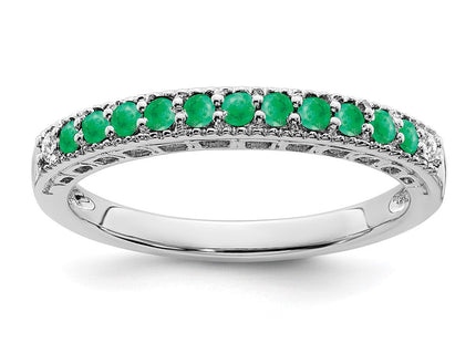 14k White Gold Emerald and Diamond Band (Style RM7244-EM-004-WA)