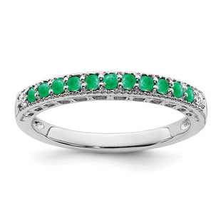 14k White Gold Emerald and Diamond Band (Style RM7244-EM-004-WA)