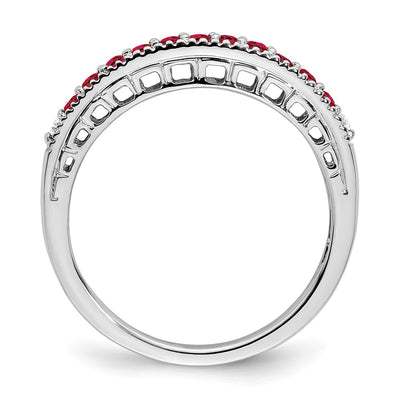 14K White Gold Ruby and Diamond Band