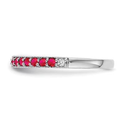 14K White Gold Ruby and Diamond Band