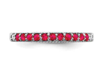 14k White Gold Ruby and Diamond Band
