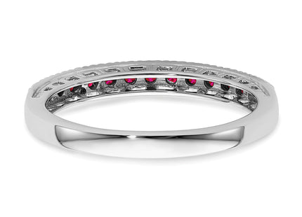 14k White Gold Ruby and Diamond Band