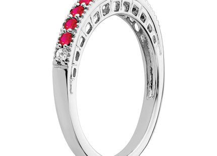 14k White Gold Ruby and Diamond Band
