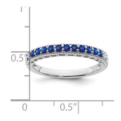 14K White Gold Sapphire and Diamond Band