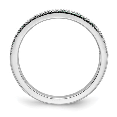 14K White Gold Emerald and Diamond Band