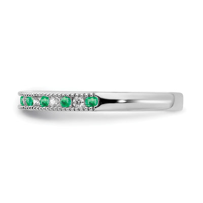 14K White Gold Emerald and Diamond Band