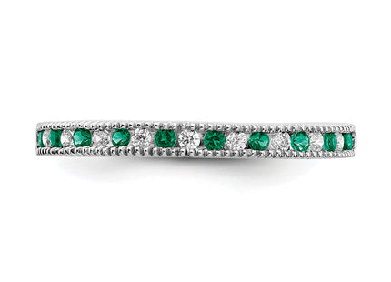 14k White Gold Emerald and Diamond Band