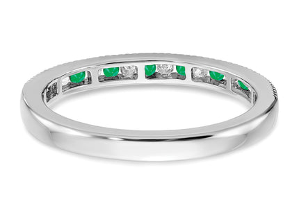 14k White Gold Emerald and Diamond Band