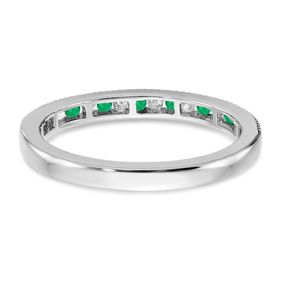 14K White Gold Emerald and Diamond Band
