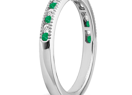 14k White Gold Emerald and Diamond Band