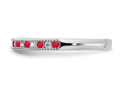 14k White Gold Ruby and Diamond Band (Style RM7245-RU-011-WA)