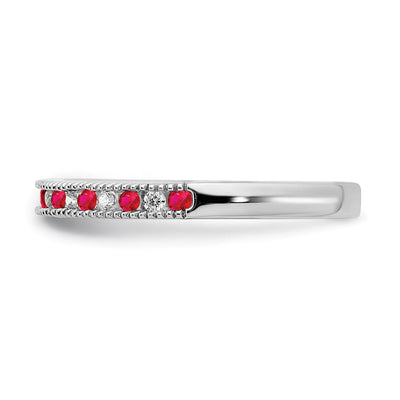 14K White Gold Ruby and Diamond Band