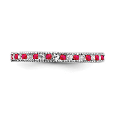 14K White Gold Ruby and Diamond Band