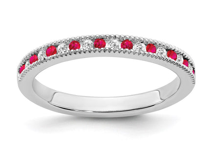 14k White Gold Ruby and Diamond Band (Style RM7245-RU-011-WA)