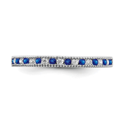 14K White Gold Sapphire and Diamond Band