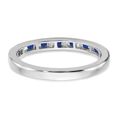 14K White Gold Sapphire and Diamond Band