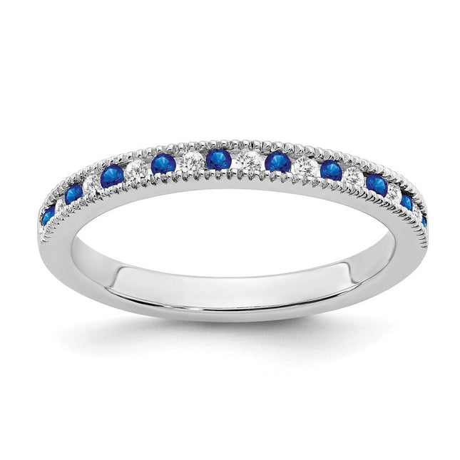 14k White Gold Sapphire and Diamond Band