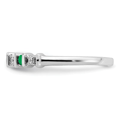 14K White Gold Emerald and Diamond Band