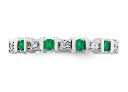 14k White Gold Emerald and Diamond Band