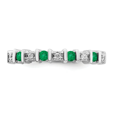 14K White Gold Emerald and Diamond Band