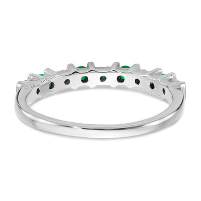 14K White Gold Emerald and Diamond Band
