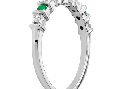14k White Gold Emerald and Diamond Band
