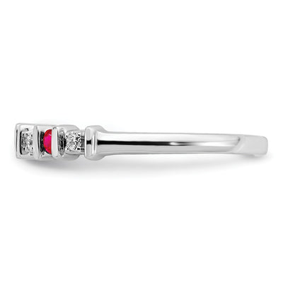 14K White Gold Ruby and Diamond Band
