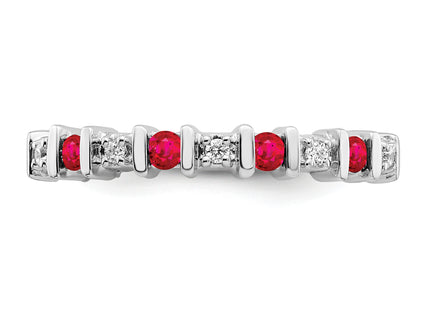 14k White Gold Ruby and Diamond Band