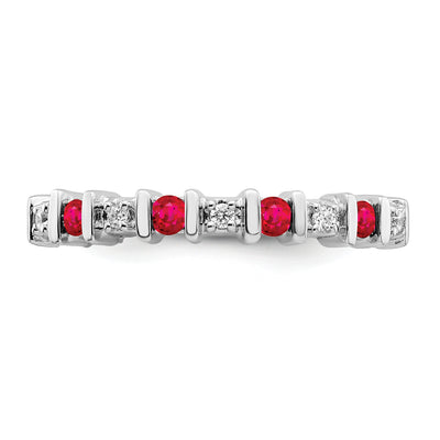 14K White Gold Ruby and Diamond Band