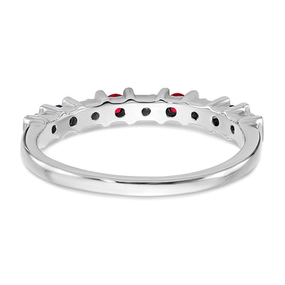 14K White Gold Ruby and Diamond Band