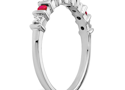 14k White Gold Ruby and Diamond Band
