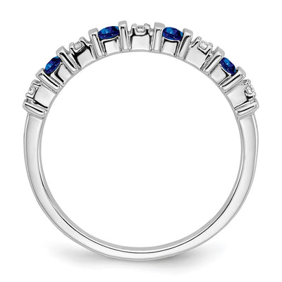 14K White Gold Sapphire and Diamond Band