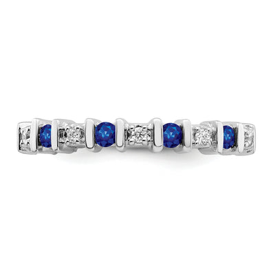 14K White Gold Sapphire and Diamond Band