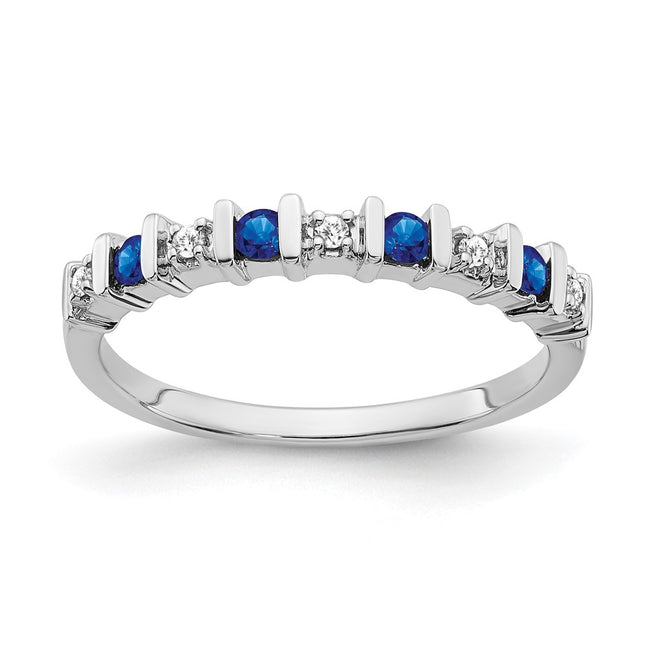 14k White Gold Sapphire and Diamond Band
