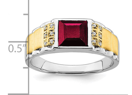 14k Two-tone Created Ruby and Diamond Mens Ring (Style RM7307-CRU-006-WYA)