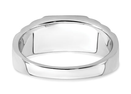 14k Two-tone Created Sapphire and Diamond Mens Ring