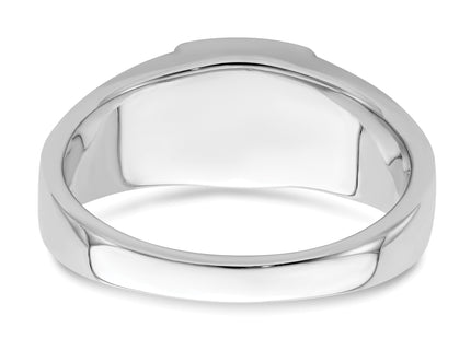 14k White Gold Onyx and Diamond Mens Ring
