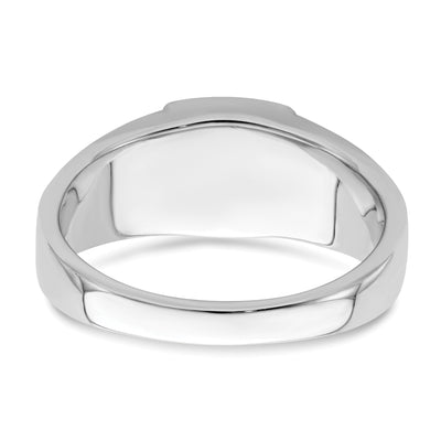 14K White Gold Onyx and Diamond Mens Ring