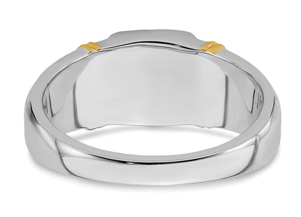 14k Two-tone Onyx and Diamond Mens Ring